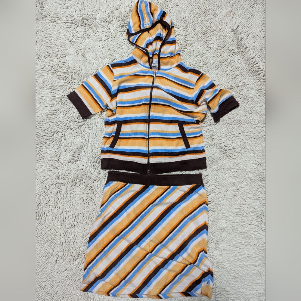 Dish Striped Shirt & Skirt Coordinate (2 Piece) Set- Size Small